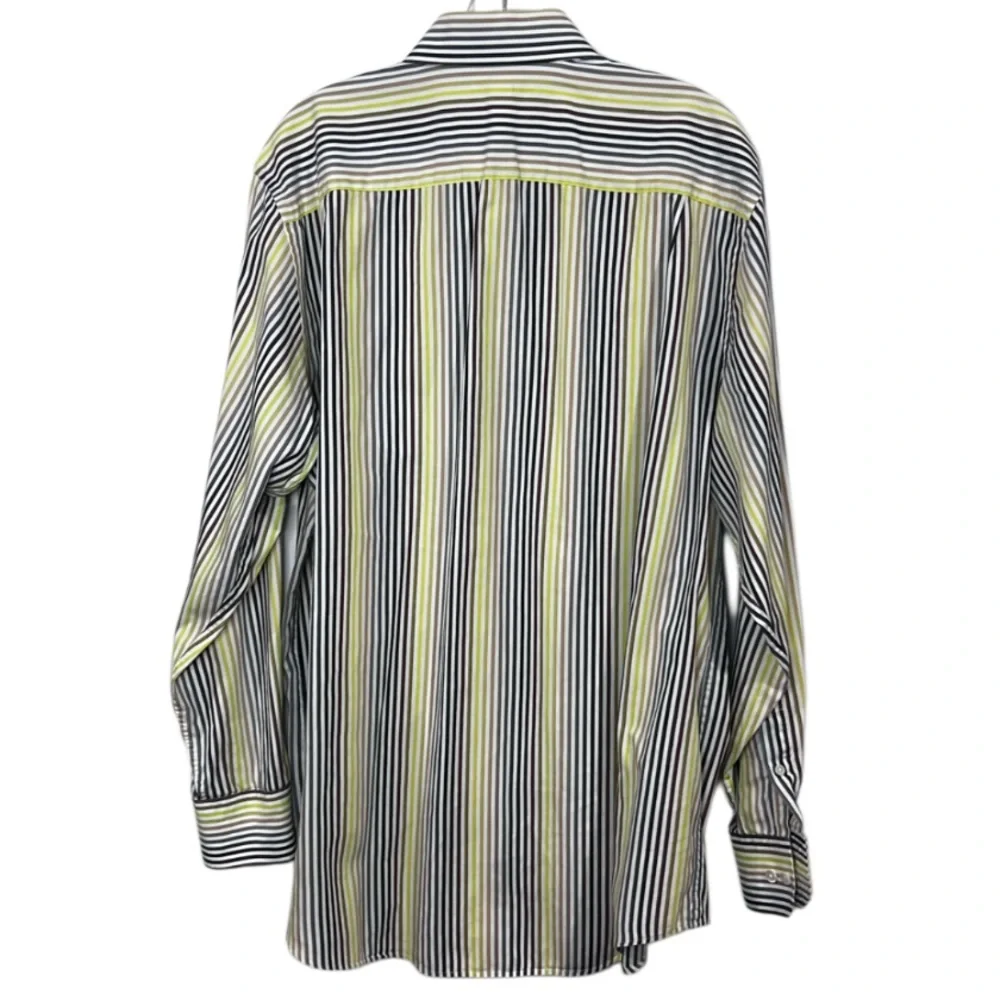 Banana Republic Striped Yellow Green and Brown Men's Shirt size large